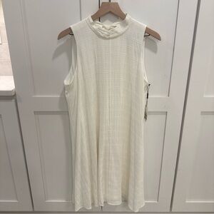 NWT Calvin Klein Sleeveless Cream Textured Shift Dress - back neck bow size 14